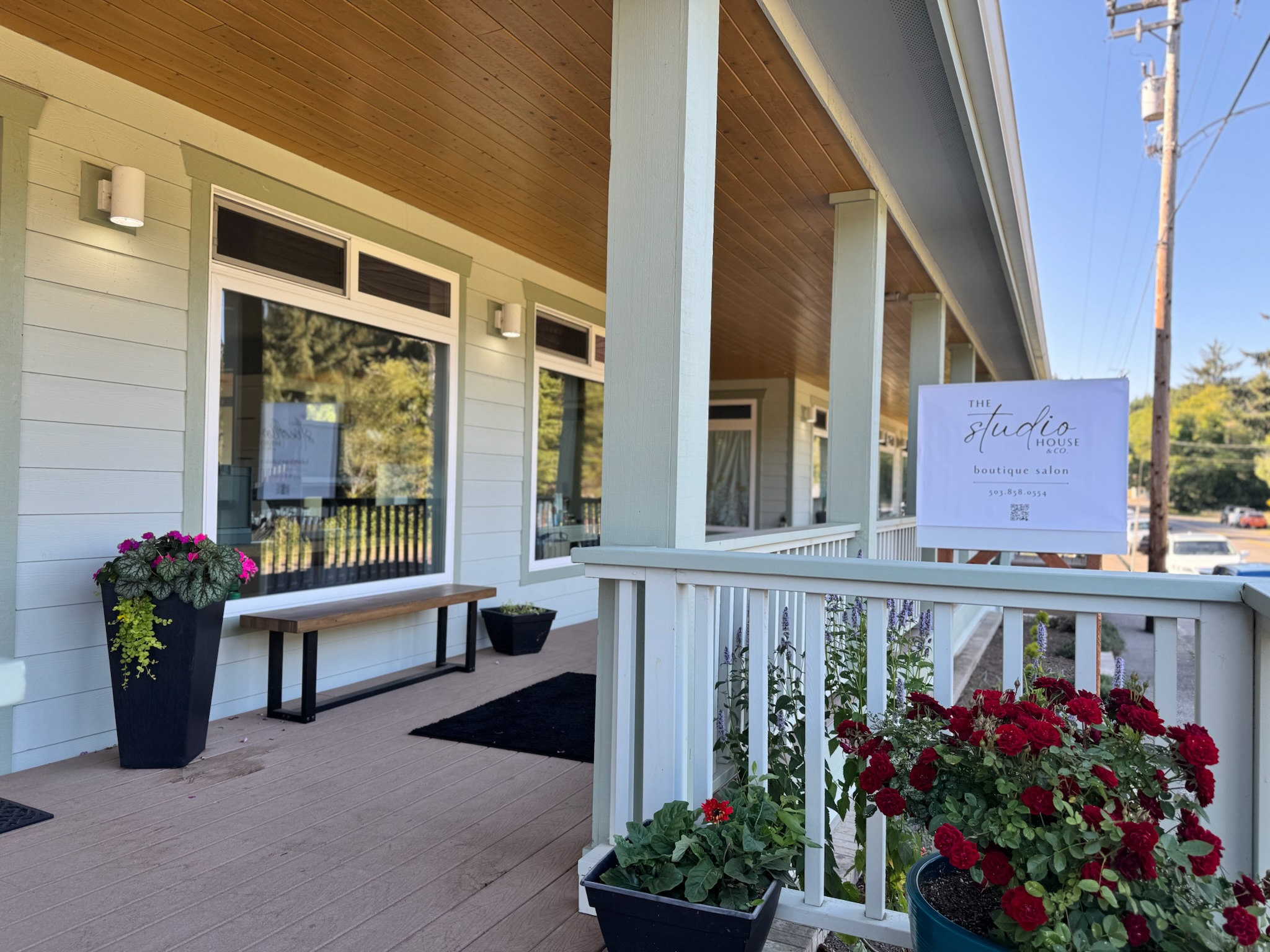The Studio House veranda and flowers