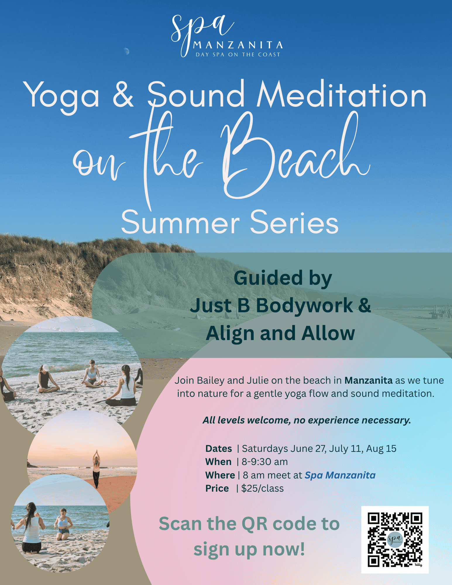 Yoga on Manzanita Beach Summer 2026