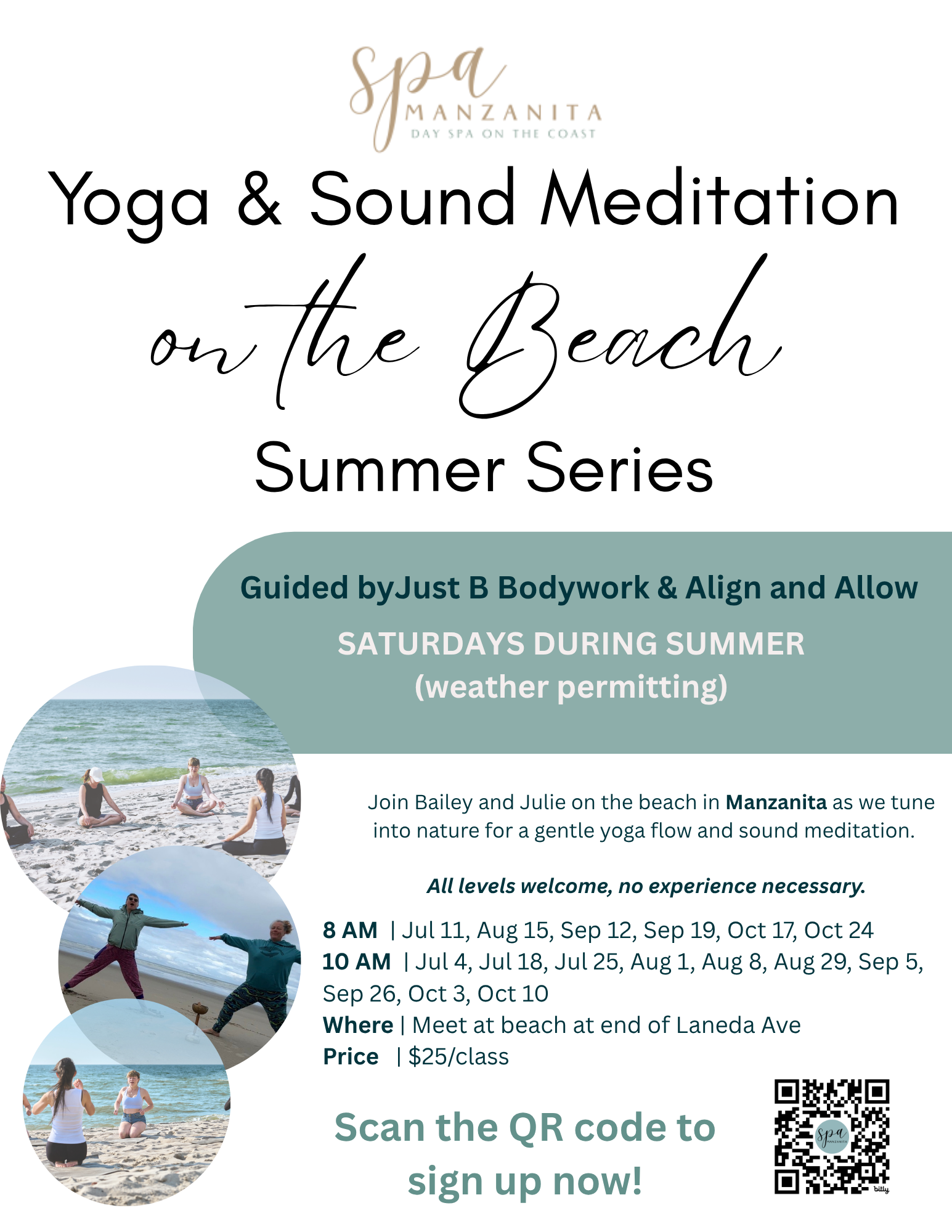Yoga and Sound Healing on Manzanita Beach this Summer